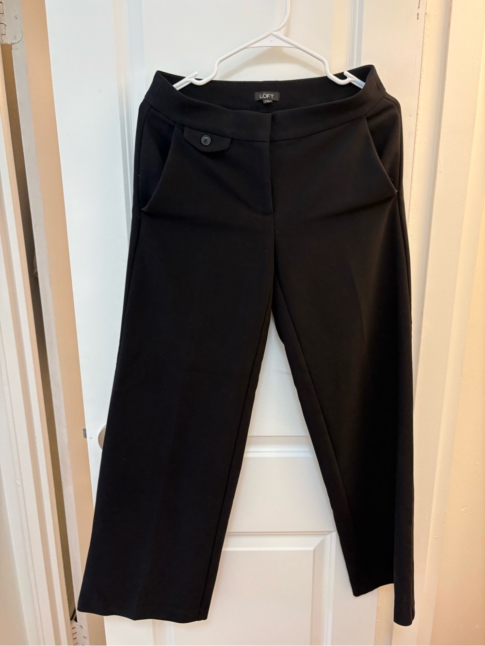 LOFT Black Wide-Leg Pants with Front Pockets